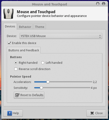 Konfigurasi mouse dan touchpad pada desktop XFCE